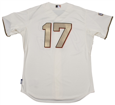 2015 Tim Hudson Game Used San Francisco Giants Gold Numbered Home Jersey For World Series Ring Ceremony (MLB Authenticated)